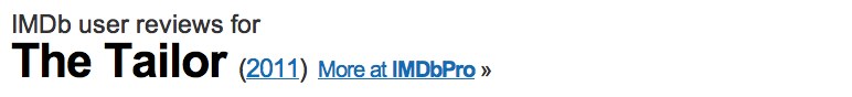 IMDb user reviews for The Tailor (2011)