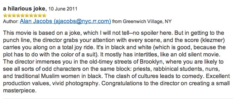 IMDb user review, a hilarious joke, 10 June 2011